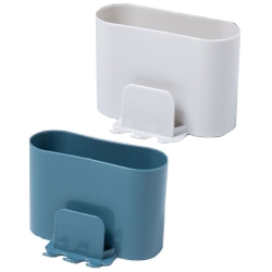2st tandborsthållare plast tandborsthållare VIT &amp; BLÅ White&Blue