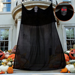Halloween hængende kranium spøgelsesdørgardin spøgelseshusdekoration med lys lyd
