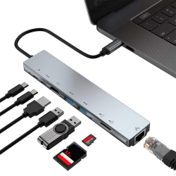 8 i 1 USB HUB Type-C Splitter 4K HDMI PD Laddningsdockningsstation USB 3.0