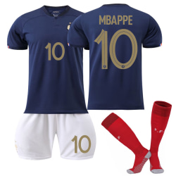 2022 VM Frankrig hjemmebanetrøje nr. 10 Mbappe 8-9years