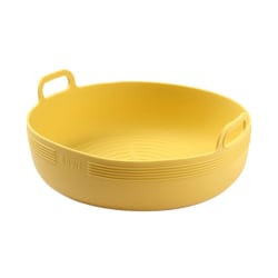 Air Fryer Basket Kokoontaittuva silikonipotti KELTAINEN PYÖREÄ Yellow Round-Round