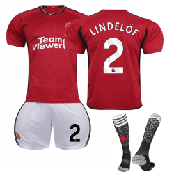 23-24 Manchester United Kids hemmatröja nr 2 Lindelöf 28