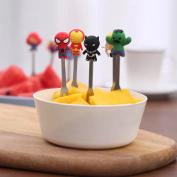 8st Mini Avengers Hero Rostfritt stål Cartoon Kids fruktgafflar