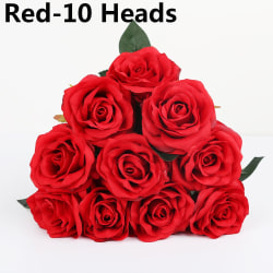 10 huvuden konstgjorda blommor falska rosor
