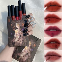 5st Set Lip Glaze Box Läppstift Matte Velvet Lipsticks