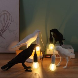 1 st Creative Animal Lifelike Resin Crow Bird Lamp svart