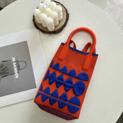 Kedjeaxel Crossbody-väska Stickad handväska för kvinnor ORANGE orange