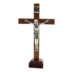 Kors Bordsskiva Dekor Krucifix Jesus Staty BRUN Brown