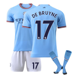 2223 Manchester City hemma fotbollsdräkt för barn nr 17 De Bruyne 10-11years