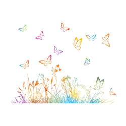 Farverige sommerfugle vægklistermærker med blomsterdekaler 2 2 2