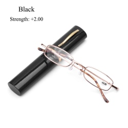 Læsebriller med Pen Tube etui SORT STYRKE 2,00 black Strength 2.00