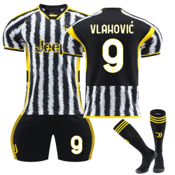 23-24 Juventus FC Hjemmefotballdrakter for barn No.9 Vlahović 28