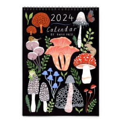 2024 kuvitettu seinäkalenteri eläinten ja kukkien kalenteri