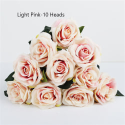 10 huvuden konstgjorda blommor falska rosor LJUSROSA-10 HUVUD