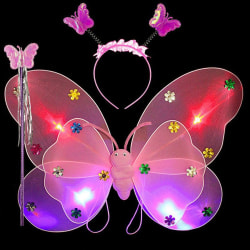 3ST Fjärilsvingar Glödande fjärilsvingar ROSA pink