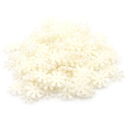 100 × Snowflake Flatback Pearl Embellishments Christmas Craft DI Beige
