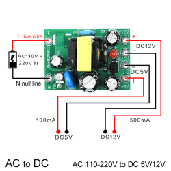 Mini AC-DC omvandlare AC110V 220V till DC 12V 0.2A + 5V modulkort as the picture one size
