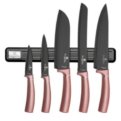 knivset I-Rose rostfritt stål grå/rosa 6 st