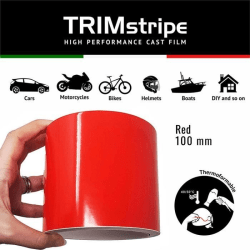 Trim Stripes självhäftande remsor för bilar, röd, 10 cm x 10 mt