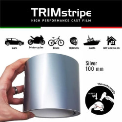 Trim Stripes självhäftande remsor för bilar, silver, 10 cm x 10 mt
