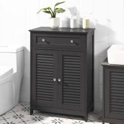 SoBuy Badrumsskåp med dörrar och lådor, FRG238-DG Grey Cabinet with 2 drawers