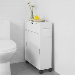 SoBuy Små badrumsskåp Toalettrullehållare golvstående BZR31-W