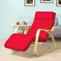 SoBuy Gungstol med fotpall Loungestol Testad för 150 kg FST16-R Red