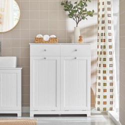 SoBuy Kylpyhuone kaappi pyykkikori Pyykkikaappi BZR33-W White Laundry cabinet(2 doors)