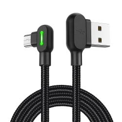 McDodo CA-5772 90° Micro-USB kabel med LED, 1.8m, svart svart 1.5 m