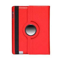 Läderfodral med roterbart ställ till iPad 2/3/4, röd röd