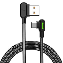 McDodo CA-5283 Vinklad USB-C-kabel, LED, 2A, 3m, svart svart 3 m