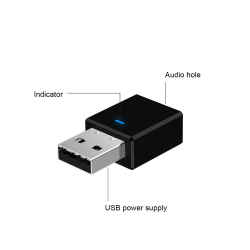 Bluetooth 5.0 Transmitter/Receiver adapter, AUX 3.5mm, svart