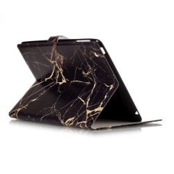 Marmorerat läderfodral med kortplats till iPad 2/3/4, svart Svart/Guld