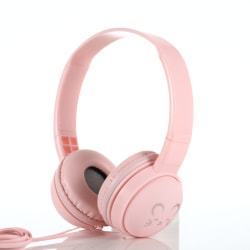Trådbundna On Ear-hörlurar med söt design, rosa rosa