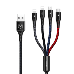 McDodo CA-623 4-i-1 kabel, Lightning/MicroUSB/USB-C, 2.4A, 1.2m vit 1 m