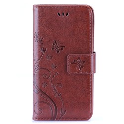 Mönstrat plånboksfodral med kortplats till iPhone 6, brun brun
