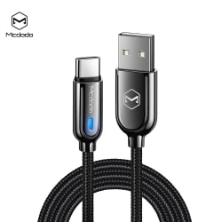 McDodo CA-6191 USB-C kabel med LED, Auto Disconnect, 1.5m, svart svart 1.5 m