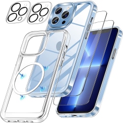 För iPhone 15-serien Transparent magnetiskt skal *1+ Tempererad film *2+ Linsfilm *2 Transparent iPhone15
