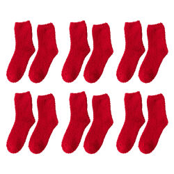 6 par varma strumpor Vintertillbehör Flerfärgad japansk stil Red