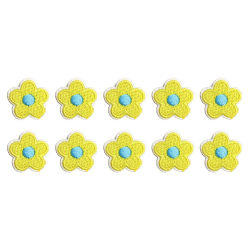 10 stycken Flower Stryk på Patch Ingen Strykning Självhäftande dun Yellow