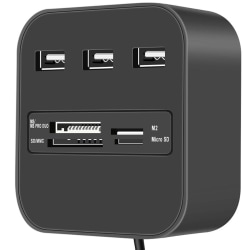 USB Hub Litet utseende Kortläsare Datorbeslag Kabel black
