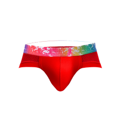 Andningsbara underkläder för män U Convex Pouch Low Waist Modal Mesh Red XXL