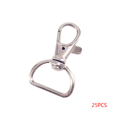 25 st D-ring Hummer Nyckelring Snap Spänne Krok silver
