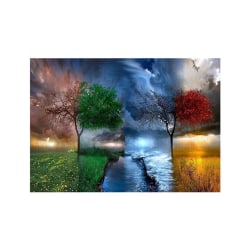 30x25CM Four Seasons Scenery Tree River Mönster Rhinestone As the picture shows