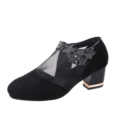 1 par Summer Lady Shoe Låga klackar Andas Sandaler Skor Black Floral Size 40