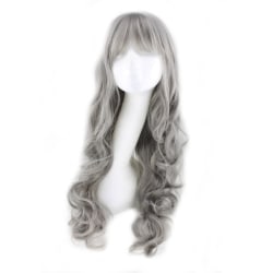 Rökgrå peruk vågiga lockiga långa värmetåliga cosplayperuker as the picture