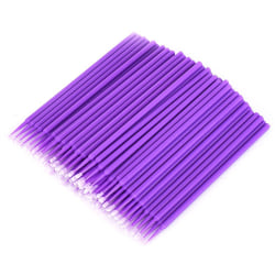 Förpackning med 100 engångsmikroborste av plastpinneapplikatorer Purple