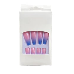 1 Set in French Tip Press on Nails Gradient Extension fingernaglar Type 10 2g glue,24Pcs jelly