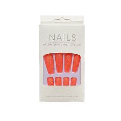 1 Set French Tip Press on Nails Extra lång konstgjord ballerina H33-orange glue,jelly