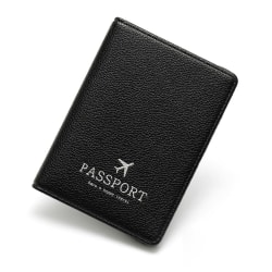 RFID-läderpassväska Passhållare SVART Black